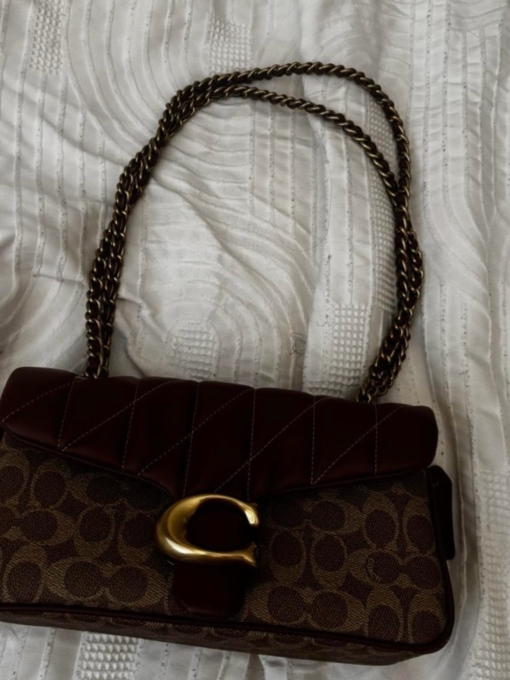 Coach Signature C Quilted Brown and Tan Crossbody Bag